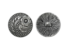 2 Boutons ronds en métal argenté - 17 mm - B007T