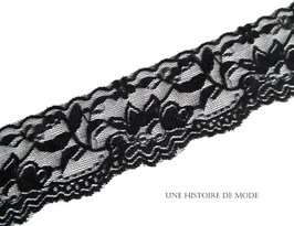 1 mètre de dentelle noire stretch  - 60 mm de largeur - D129