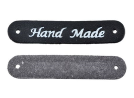 2 étiquettes handmade en simili cuir noir -  48 x 10 mm