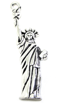 Grande breloque Statue de la liberté en métal argenté - 47 x 16 mm - RZZ134
