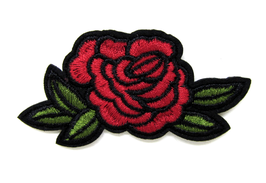 Patch thermocollant fleur rouge avec feuilles - 73 x 36 mm - P20