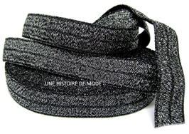 Ruban élastique brillant pailleté noir argenté - 15 mm