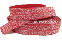 Ruban élastique rouge pailletté 15 mm ( au mètre )