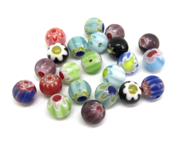 10 perles en verre Millefiori - 6 mm - RWZ13