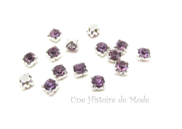 10 strass à coudre violet améthyste - 4 mm