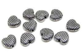 10 perles coeur en métal argenté - 10 x 9 mm - RWZ48