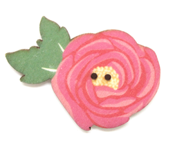 Bouton en bois fleur rose  - 43 x 29 mm - BT056