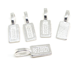 5 supports bélières rectangles en métal argenté  - 21 x 7 mm  ( 0002 )