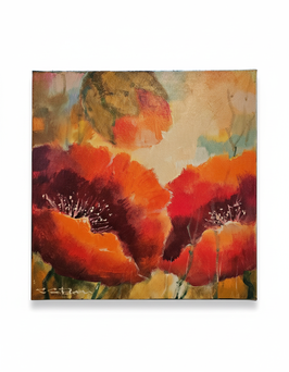 Original Ölbild "Mohn III", Unikat, 30 x 30 cm