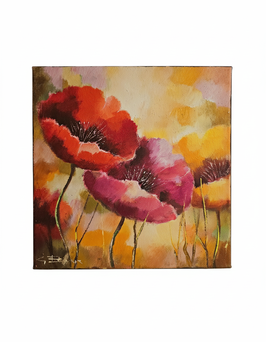 Original Ölbild "Mohn II", Unikat, 30 x 30 cm