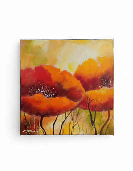Original Ölbild "Mohn II", Unikat, 30 x 30 cm