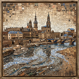 Digitale 3D Collage "Porzellan - Geschichte - Chipindustrie I", Gicleé auf 250g Papier seidenmatt