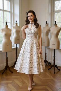 PR Creations Swing Kleid - Weiss/Millefleur