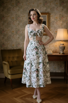 PR Creations Jupe & Top Set - Weiss/Vintage Flower