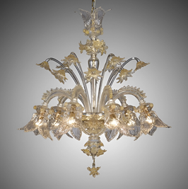 GLUCK Murano glass chandelier embellished with gold 24k