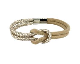 Armband Leder Echsenprägung beige mit Edelstahl Verschluss