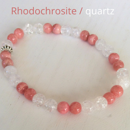 rhodochrosite / quartz, bracelet perles 6mm
