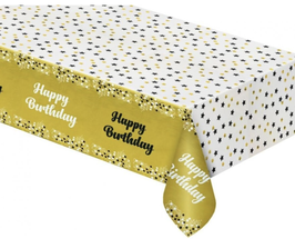 Tovaglia In Foil Happy Birthday Oro 137X183Cm