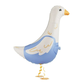 Palloncino in Foil 30" Pet Walker Oca Bianca con Gilet Azzurro