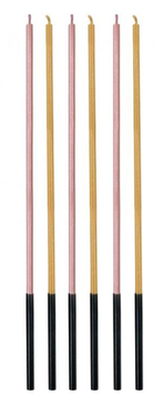 Candelina Stelo 15cm Rosa e Oro Metallizzato