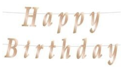 Banner happy birthday metallizzato oro/rosa 11x200 cm
