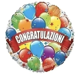 palloncino "congratulazioni" con palloncini multicolore