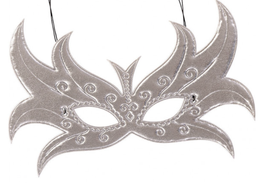 maschera farfalla argento in tessuto metallizzato