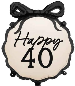 Palloncino in Foil 22" con Fiocco Nero "Elegant Milestone"