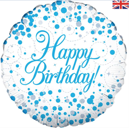 Palloncino in Foil 18" Happy Birthday Blu "Sparkling Fizz"