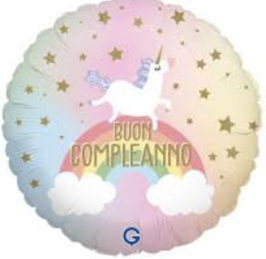 PALLONCINO 18" BUON COMPLEANNO UNICORNO "PASTEL UNICORN"