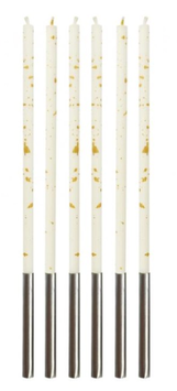 Candelina Stelo 17cm Bianca con Schizzi Oro