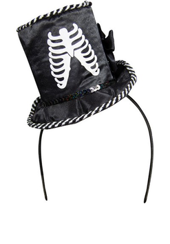 Tiara cappello nero con scheletro 1 pz