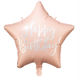 Palloncino in Foil 16" Stella Cipria "Happy Birthday"