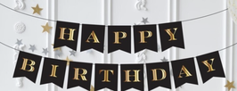 Banner Buon Compleanno Nero E Oro 250Cm