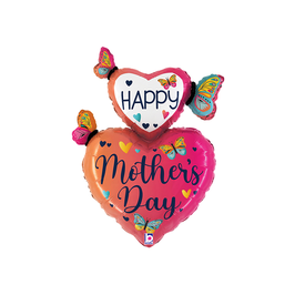 Palloncino in Foil 31" Multi-Balloons "Mother's Day Butterfly Hearts"