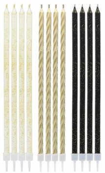 Candelina Stelo 15.5cm Assortite Swirl e Glitter 12pz