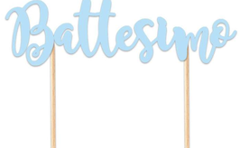 CAKE TOPPER CELESTE SAGOMATO "BATTESIMO" 13CM
