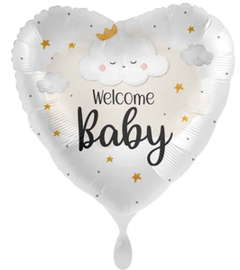Palloncino in Foil 18" Cuore Bianco "Welcome Baby"