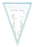 Festone Bandierina Cicogna Celeste "Welcome Little One Blue" 2mt