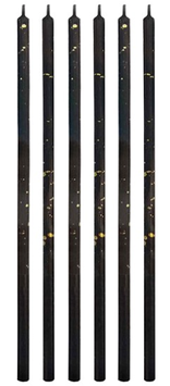 Candelina Stelo 17cm Nera con Schizzi Oro