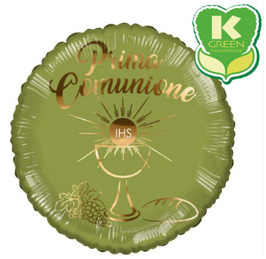 Palloncino Prima Comunione verde oliva Mylar