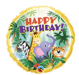 PALLONCINO IN FOIL 18" COMPLEANNO ANIMALI DELLA GIUNGLA "BIRTHDAY JUNGLE"