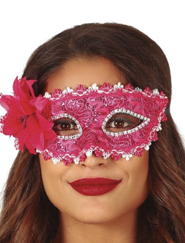maschera fucsia con fiore