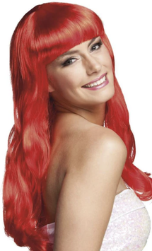 Parrucca lunga rossa con frangetta