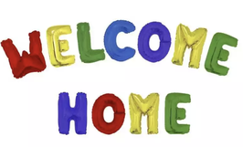 Palloncino foil "welcom home" sagomato multicolor