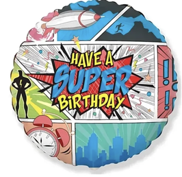 PALLONCINO HAPPY BIRTHDAY VERSIONE FUMETTO STANDARD SHAPE 18" (45CM) IN MYLAR, 1PZ.