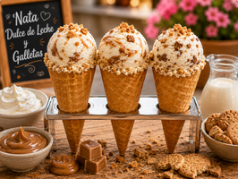 HI. HELADO PAMPAM (NATA, DULCE DE LECHE Y GALLETA LOTUS) "IMA HORCHATERÍA HELADERÍA"