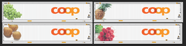 4 X COOP CONTAINER 45 FT 1 X RAISIN + 1 POMME DE TERRE + 1 X ANANAS + 1 X RADIS ROUGE