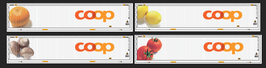 4 X COOP CONTAINER 45 FT 1 X CITRON + 1 X ORANGE + 1 X CHAMPIGNON + 1 X TOMATES
