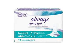ALWAYS Discreet Inkontinenz Normal 0% Btl 12 Stk  7848094
